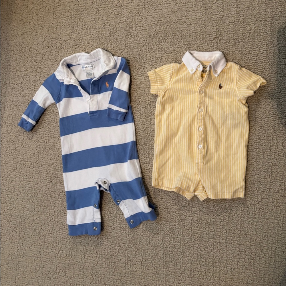 Ralph Lauren Baby Romper Set - Blue and Yellow